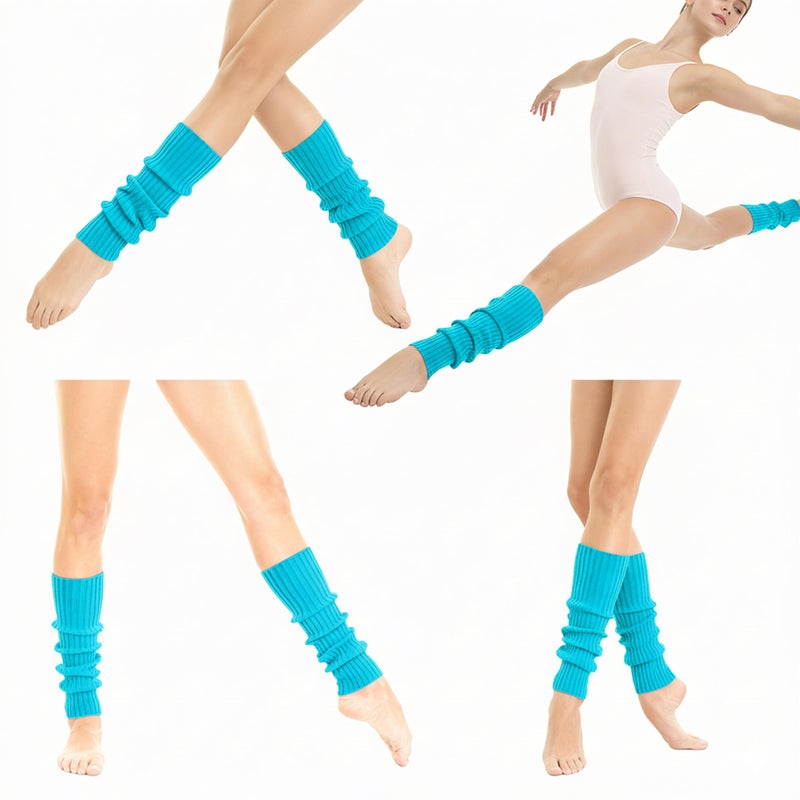 v28 Women 80s Party Warm Costume Marathon Knit Long Socks Leg Warmers (46Lablue) - Image 3
